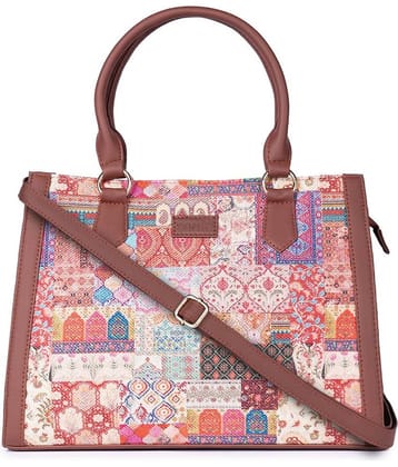 Zouk Satchel Bag Jute Set of 1 ( Multicolor )