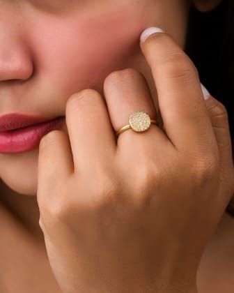 Round Cubic Zirconia Ring-18k Gold Plated / 8