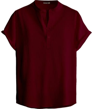 WEBRIC Poly Cotton Regular Fit Self Design Half Sleeves Men's Casual Shirt - Maroon ( Pack of 1 )