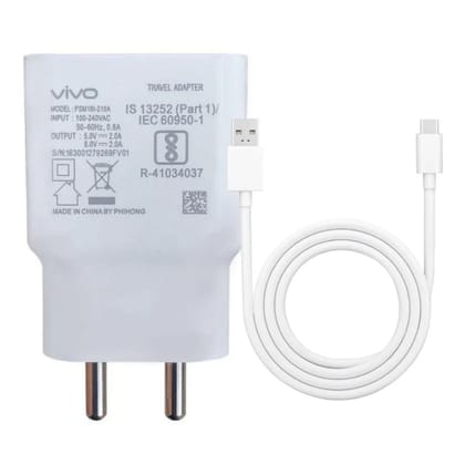 Vivo Y50 2 Amp 9V Dual Engine 18W Fast Mobile Charger with Type C Cable