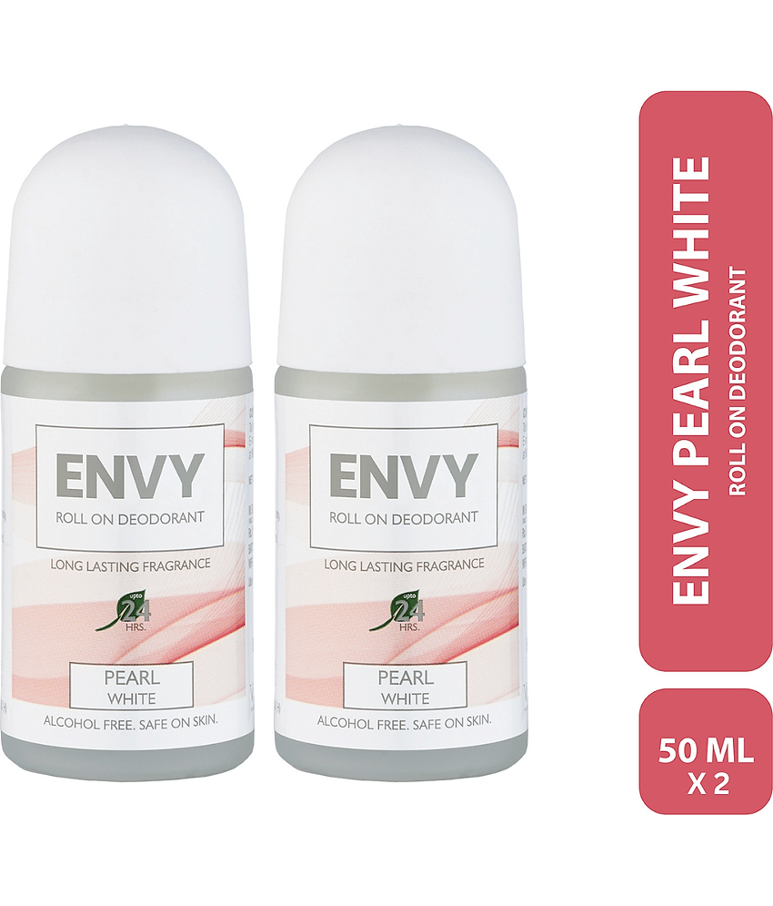 ENVY Pearl White Long Lasting Deodorant Roll-on 50 ml Each (Pack of 2)