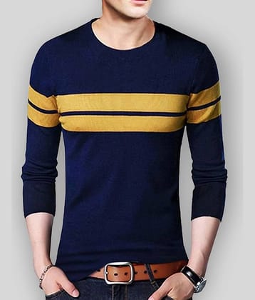 Leotude Men Cotton Blend Regular Fit Striped T-Shirt ( Black )