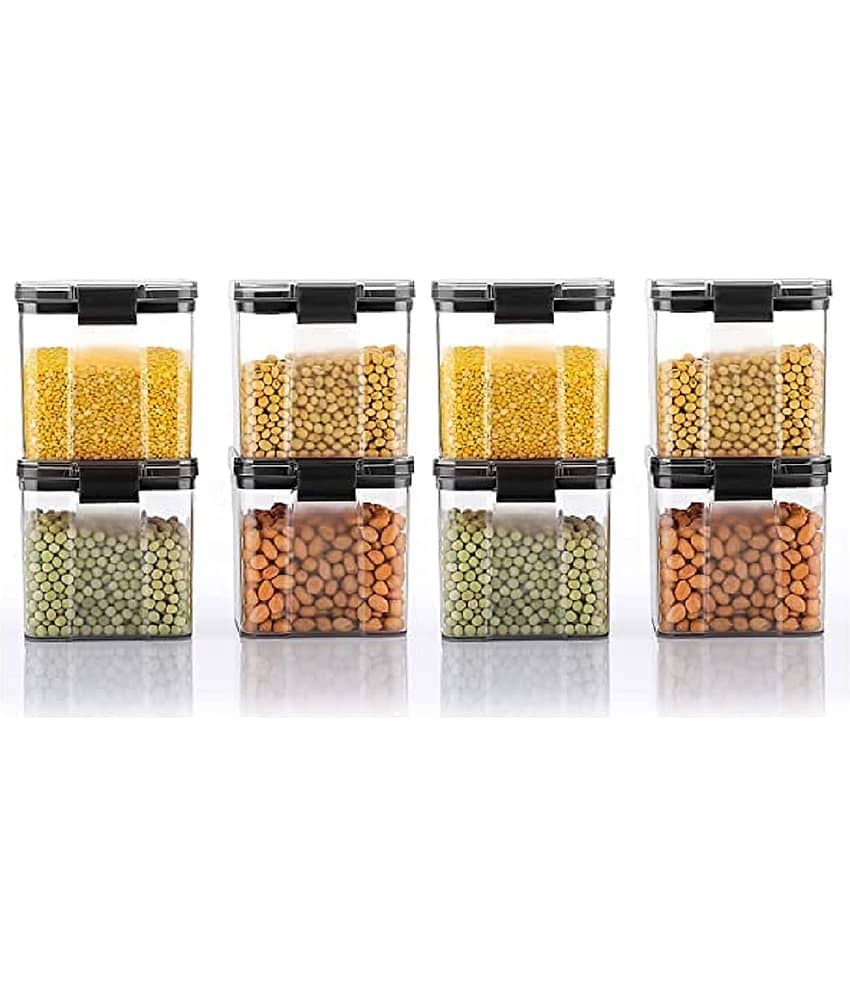 iview kitchenware - Dal/Pasta/Grocery Black Plastic Food Container ( Set of 8 ) - 550 ml