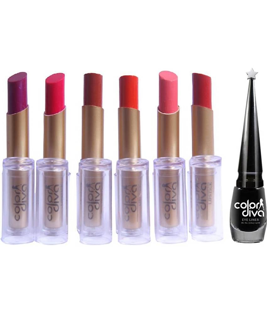 Adbeni Eyeliner With 6 Hot Color Lipsticks Makeup Kit Pack of 7 11
