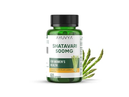 Ayuvya Shatavari Capsules || 500mg Dry Extract - Herb for Women's Health, Lactation Support, Stress Relief, and Anti-Aging, 60 Capsules