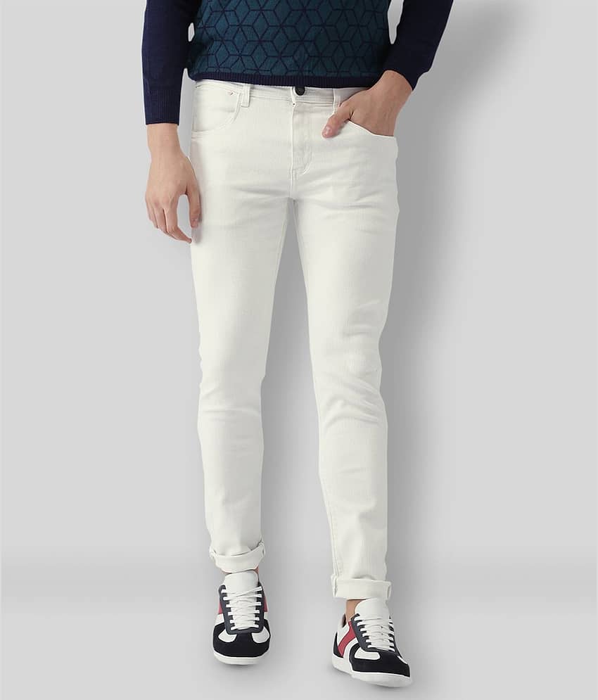 X20 Jeans - White Cotton Blend Skinny Fit Men's Jeans ( Pack of 1 )