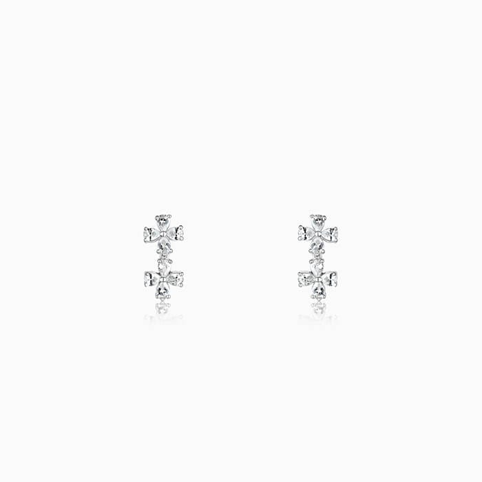 Silver Bedstraw Flower Earrings
