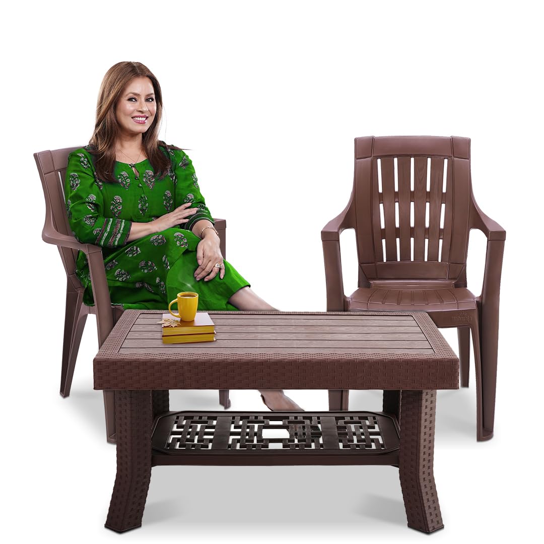 MAHARAJA Classic Plastic Table & Chair Set | Elegant Design, Sturdy Build | Perfect for Home, Office & Garden Use