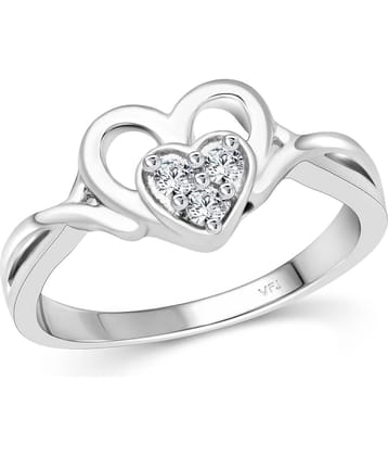 Vighnaharta Joyful Heart CZ Rhodium Plated Alloy Ring for Women and Girls-[VFJ1512FRR8]