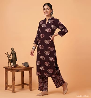 Handcrafted Batik Printed Cotton Kurta Palazzo Set Handcrafted Batik Printed Cotton Kurta Palazzo Set