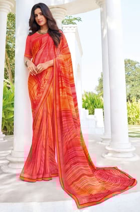 Multicolor Printed Georgette Saree