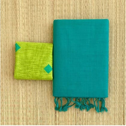 MESMERISING SKY COLOUR TRADITIONAL LOOKING CHANDERI COTTON SAREE