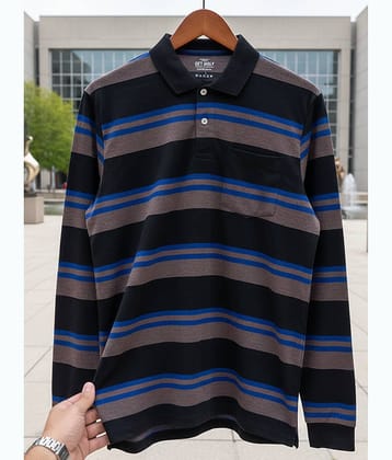 GET GOLF Men Cotton Blend Regular Fit Striped Polo T Shirt ( Multicolor )
