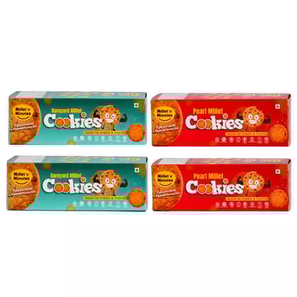 MilletnMinutes Barnyard Millet (2 Packs) & Pearl Millet (2 Packs) – Combo of Nutrient-Rich, Gluten-Free Whole Grains – Ideal for Healthy and Balanced Meals 100gm each