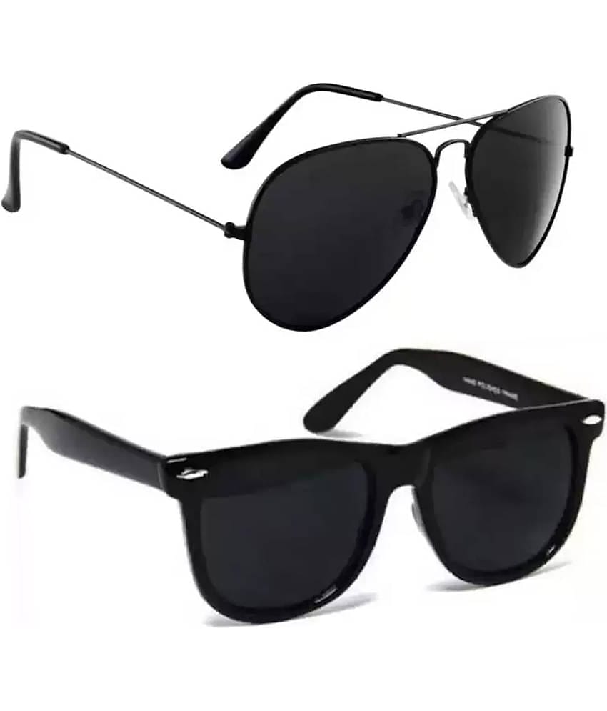 Elligator Black Rectangular Sunglasses ( Pack of 2 )