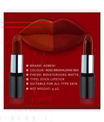 Adbeni Moisturizing Lipstick (Toya-001B-122-114) Multi Pack of 2 4 g