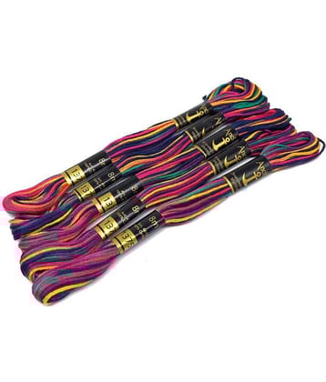 PRANSUNITA Anchor Stranded Multi Shaded - 6 Strand Cross-Stitch Hand Embroidery Stranded Multicolor Cotton Craft Sewing Floss Thread, Pack of 5 pcs