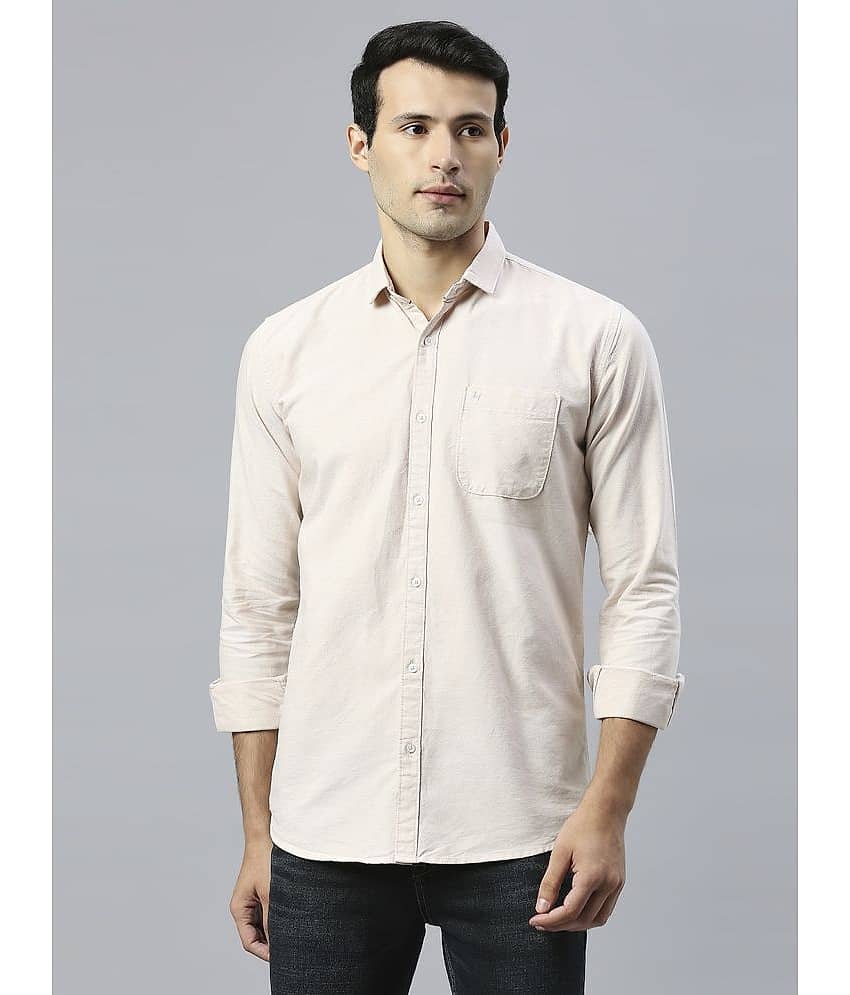 HJ HASASI 100% Cotton Slim Fit Solids Full Sleeves Men's Casual Shirt - Cream ( Pack of 1 )