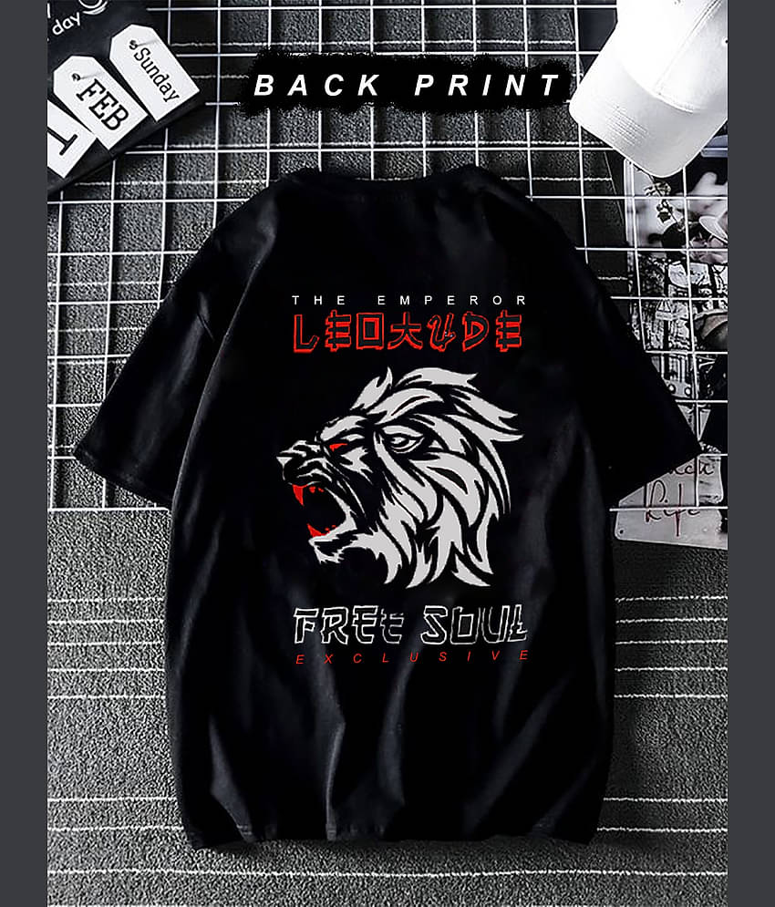 Leotude Pack of 1 Cotton Blend Oversized Fit Men's T-Shirt ( Black )