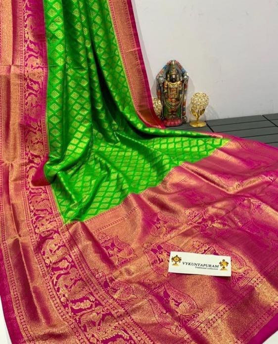 Casual Wear Multicolor Lichi Soft Silk Banarasi Saree