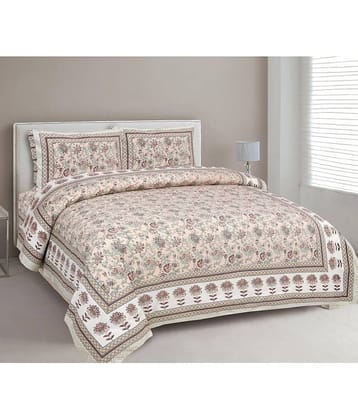 Uniqchoice - Blue Cotton Double Bedsheet with 2 Pillow Covers