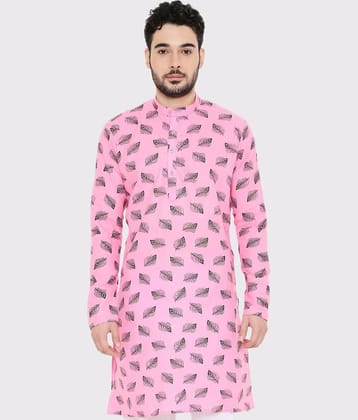 Maharaja - Pink Cotton Blend Men's Regular Kurta ( Pack of 1 )