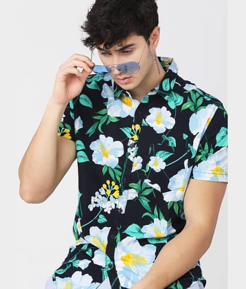 Ketch 100% Cotton Slim Fit Printed Half Sleeves Men's Casual Shirt - Navy Blue ( Pack of 1 )