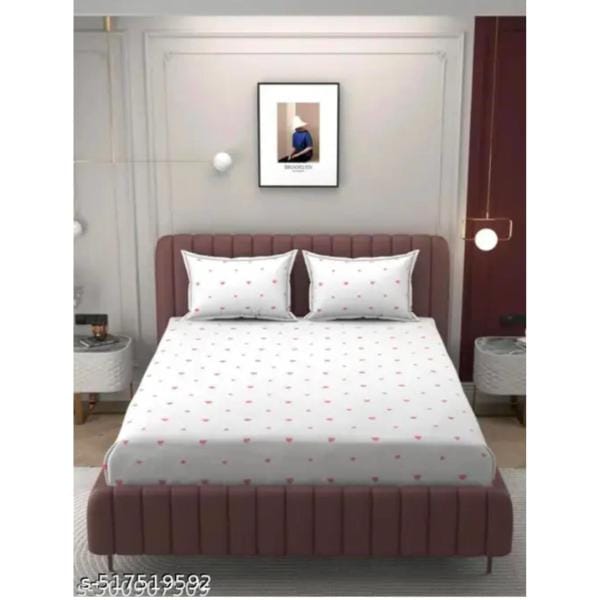 Homdazal Microfibre Abstract Queen Size (White with Pink Heart)