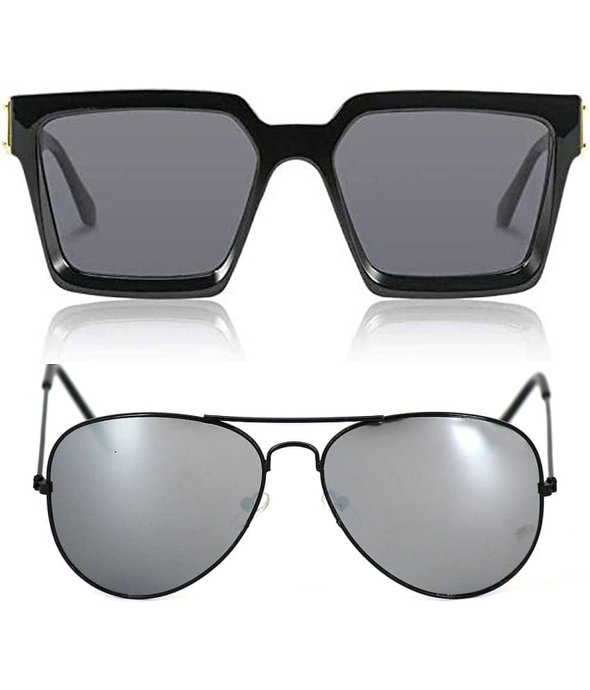 Kanny Devis - Black Rectangular Sunglasses ( Pack of 2 )