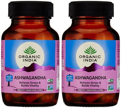 A TATA Product - Organic India Ashwagandha Capsules - 60 Veg Caps, For Vitality & Relieves Stress, Naturally Boosts Energy & Stamina, Improves Immune System, GMP & NPOP Certified A TATA Product - Organic India Ashwagandha Capsules - 60 Veg Caps, For Vitality & Relieves Stress, Naturally Boosts Energy & Stamina, Improves Immune System, GMP & NPOP Certified