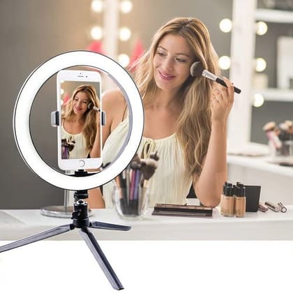 Maizic 12 Inch Ring Light with Tripod | 3 Light Modes | USB Type-A LED Ring light\ Studio light for Makeup, Photography, YouTube & Live Streaming