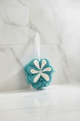 Vivin Flower Shape Bath Shower Sponge Pouf Loofahs (Blue) - Pack of 1