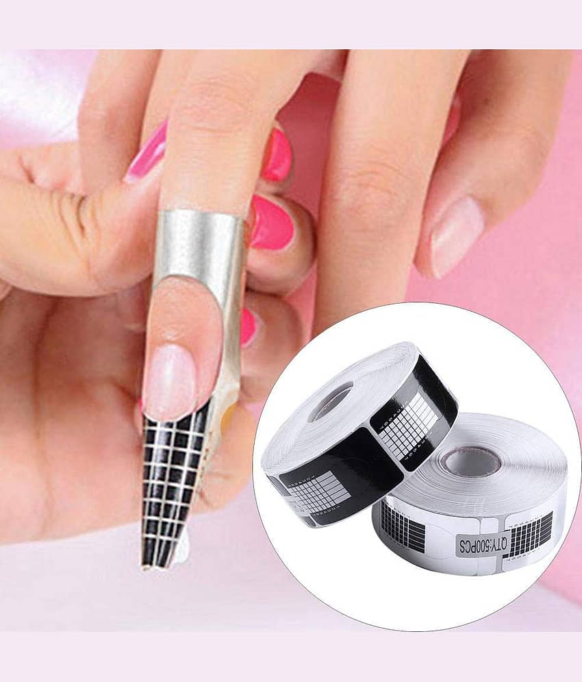 FOK 50 Pieces Nail Art Décor Accessories UV GEL Form Guide Sticker - Silver 60 g