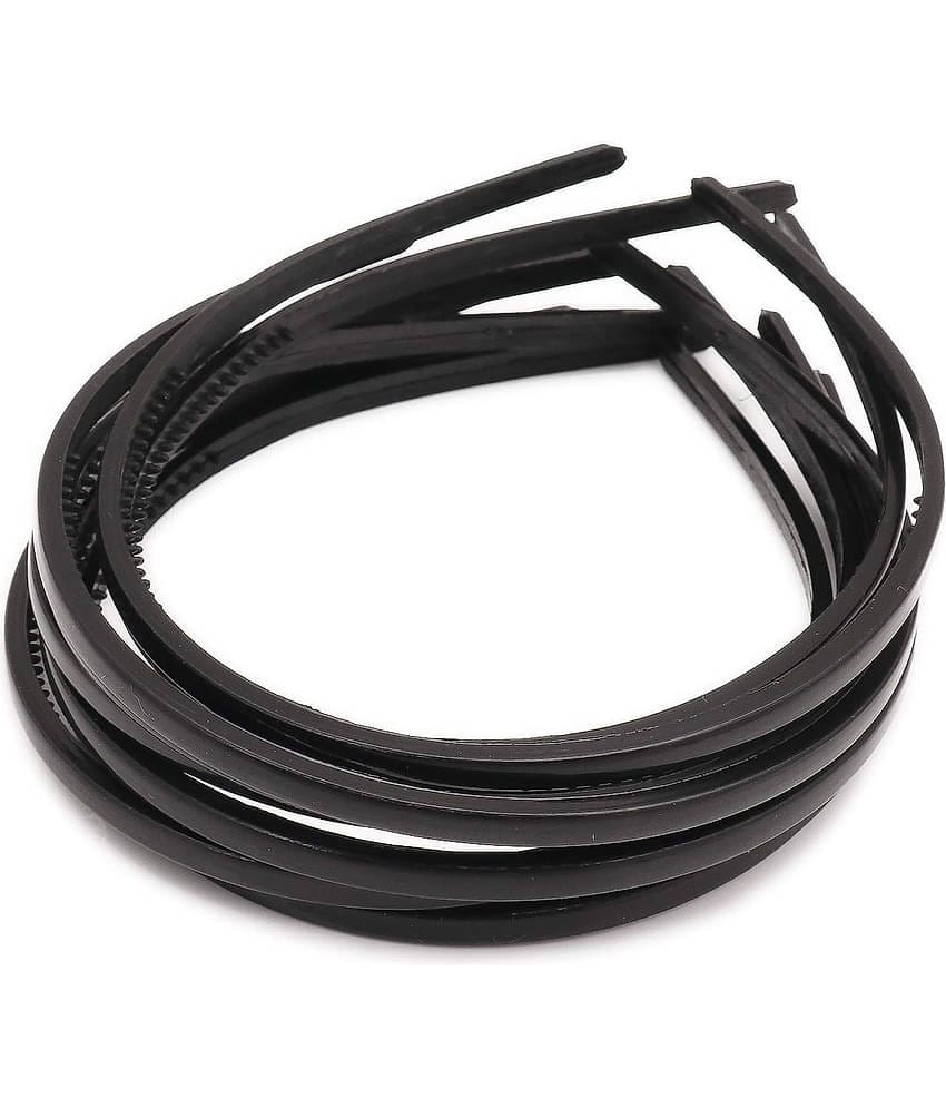 VSAKSH Women's Pack of 2 Black Plain Craft Plastic Hair Bands