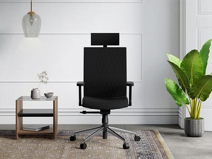 Prime High Back Knitted Fabric Ergonomic Office Chair (Black Ink) (1-Year Warranty, Adjustable Armrest)