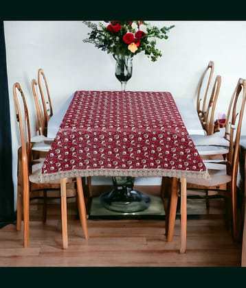 mopak decor Printed Polyester 2 Seater Square Table Cover ( 152 x 102 ) cm Pack of 1 Pink