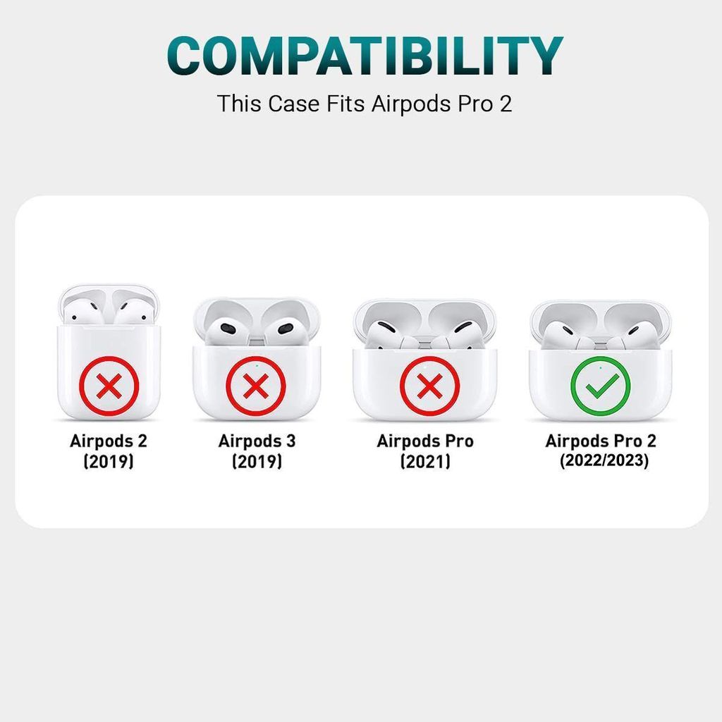 LIRAMARK Silicone Soft Case Cover with Buckle for Airpods Pro 2 Case (2023/2022), AirPods Pro 2nd Generation Cover (Grey)