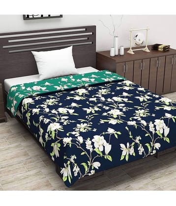 DIVINE CASA Single Polyester Blue Floral Dohar