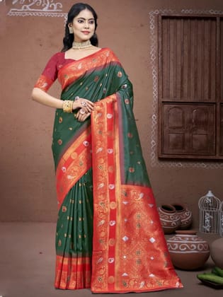 Bottle Green Silk Saree