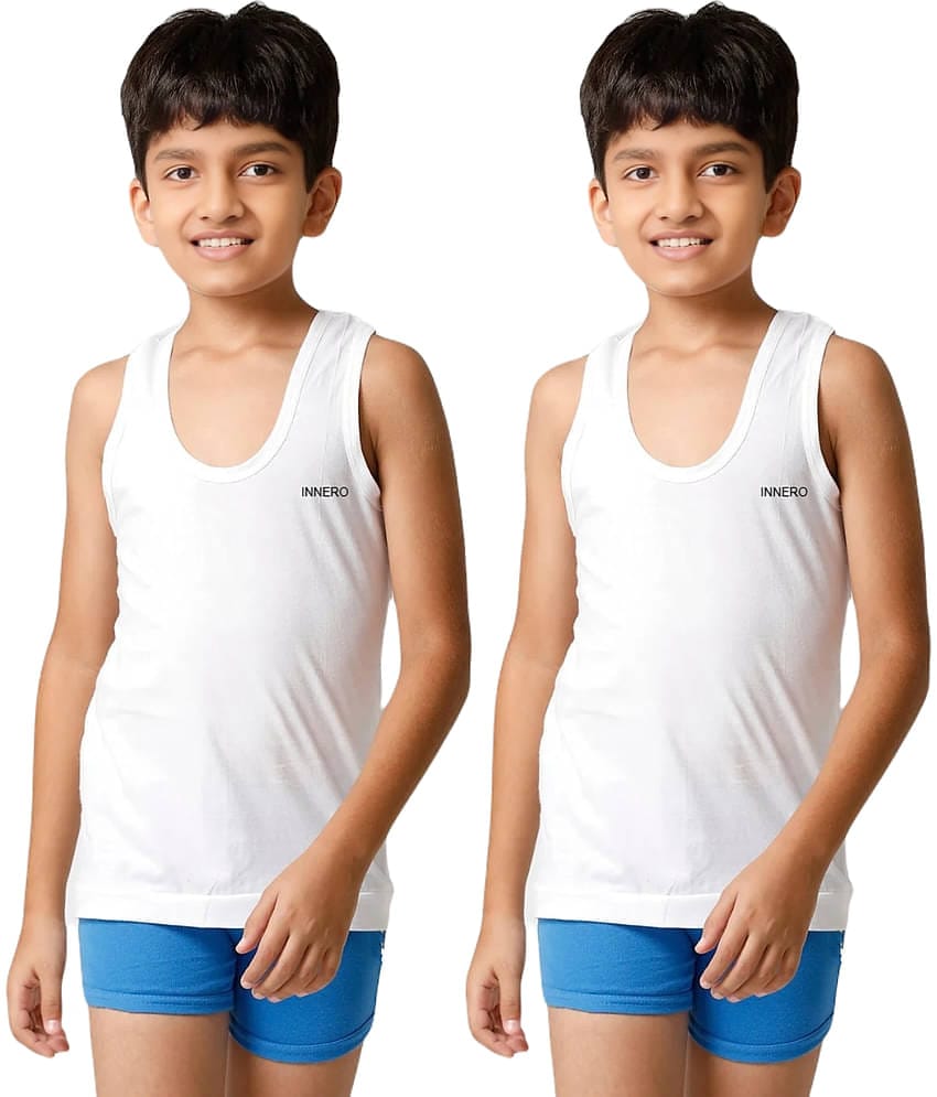 INNERO Pack of 10 Boys Cotton Vest ( White )