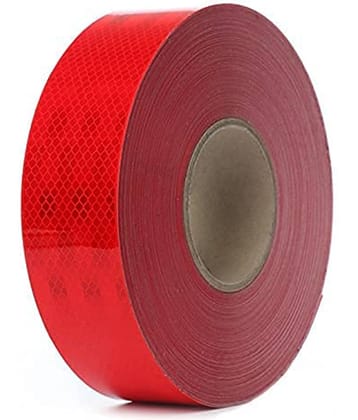 Red Reflective Radium Waterproof Warning Tape For road safety Red Single Sided Others ( Pack of 1 )