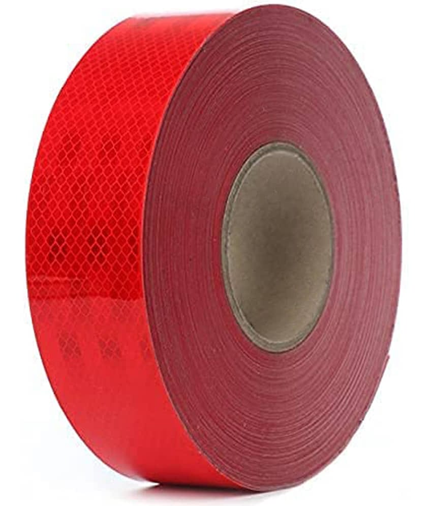 Red Reflective Radium Waterproof Warning Tape For road safety Red Single Sided Others ( Pack of 1 )