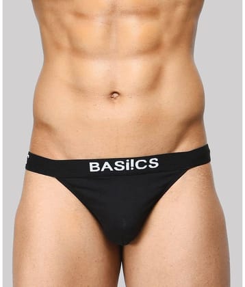 BASIICS By La Intimo Pack of 1 Spandex Thongs For Men's ( Black )
