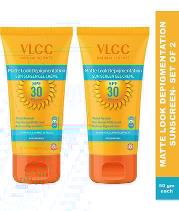 VLCC Matte Look Depigmentation Sunscreen SPF 30 PA+++ Gel creme, Non Greasy, Reduce Pigmentation (50 g), Pack of 2