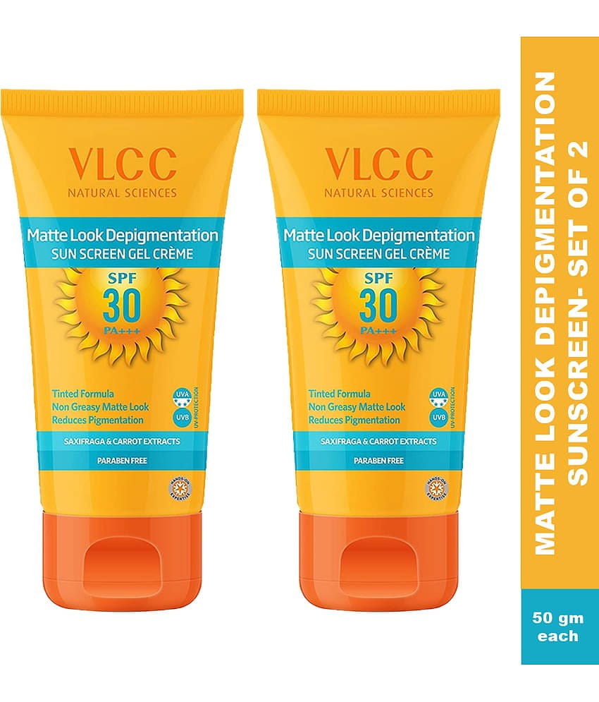 VLCC Matte Look Depigmentation Sunscreen SPF 30 PA+++ Gel creme, Non Greasy, Reduce Pigmentation (50 g), Pack of 2