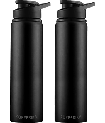 Copperika Stainless Steel Water Bottle 800ml - Pack of 2 Black Sipper Water Bottle 800 mL ( Set of 1 )