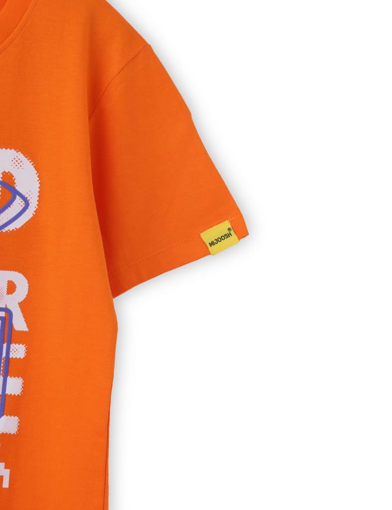 Chic Kids Boys T shirt Cotton Scarlet Ibis Orange Step Your Game 2025 at ShopCircuit | ONDC