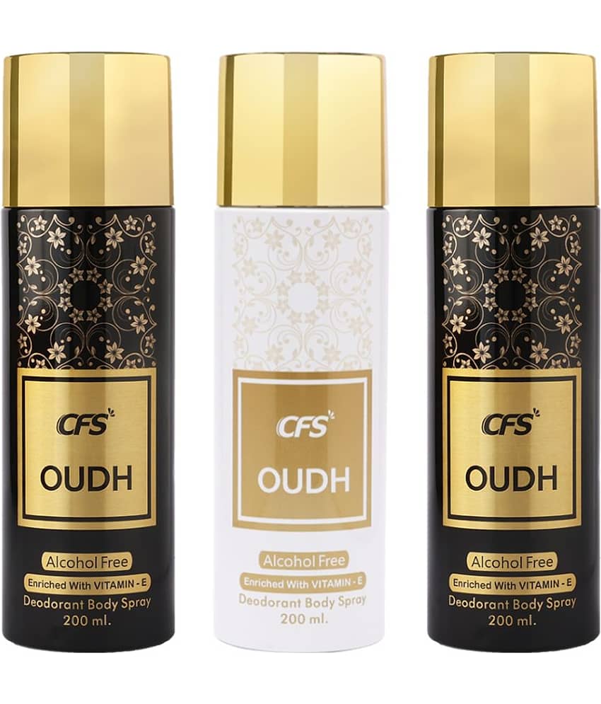 CFS  Oudh Black, Oudh Black & Oudh White Body Spray for Unisex 600 ml ( Pack of 3 )