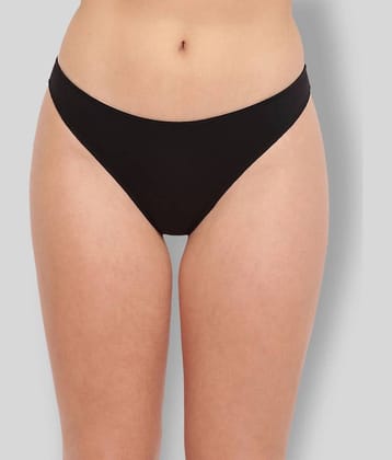 BASIICS By La Intimo Cotton Lycra Solid Women's Thongs ( Black )