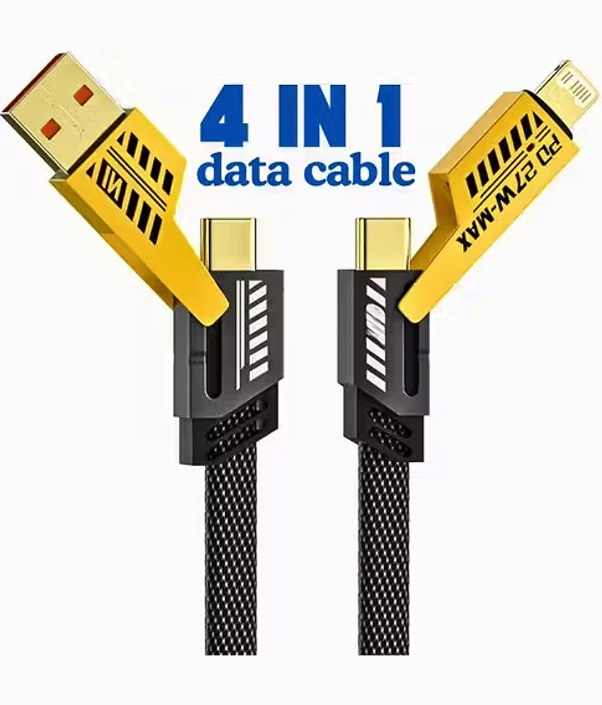 4in1 Super Fast Charging DATA Cable with Led , USB to Type C data Cable, Type C to C , C to C Data Cable , USB A to Lightning data cable for iPhone data Cable , C to C Data Cable (Up to 60 Watt Fast Charging Data Cable)